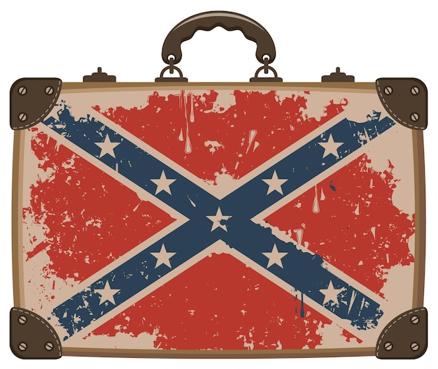 spandoek met zuidelijke vlag op oude koffer