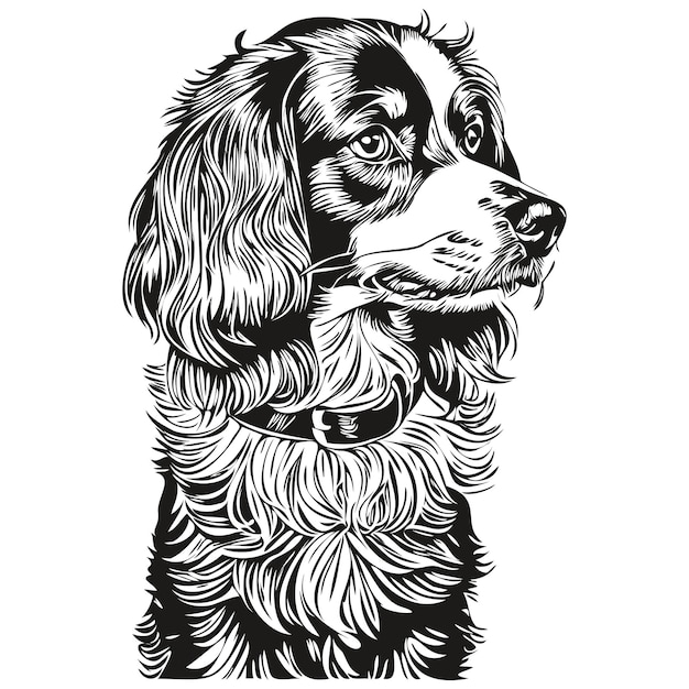 Spaniel Boykin hond vector gezicht tekenen portret schets vintage stijl transparante achtergrond realistisch ras huisdier