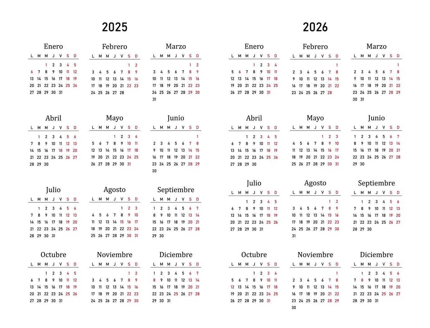 Premium Vector Spanish 2025 2026 calendar with spanish holidays