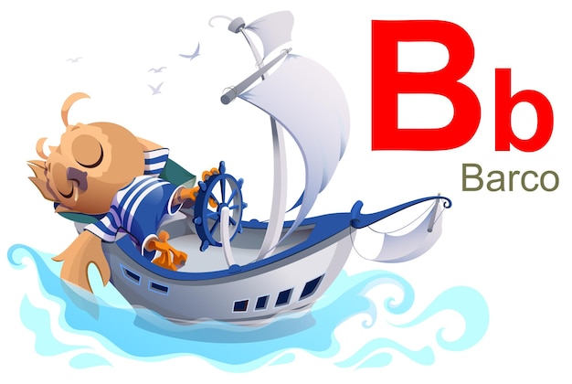 Vector spanish alphabet abc letter b barco translation spanish ship vector