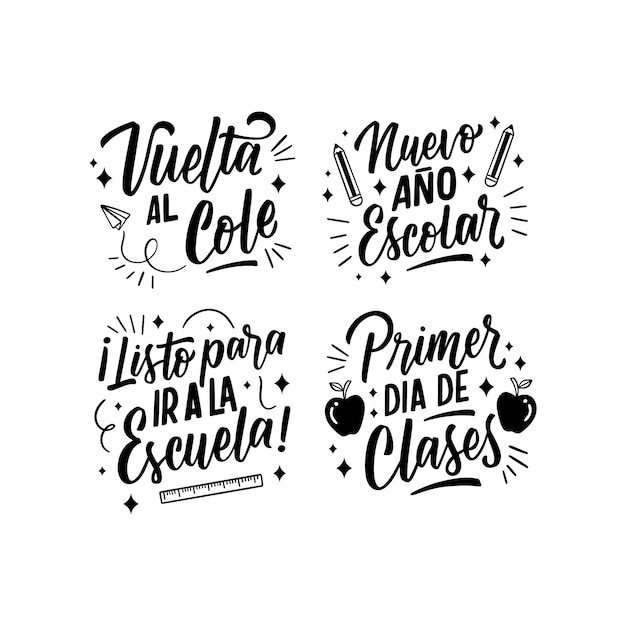 Spanish back to school stickers collection