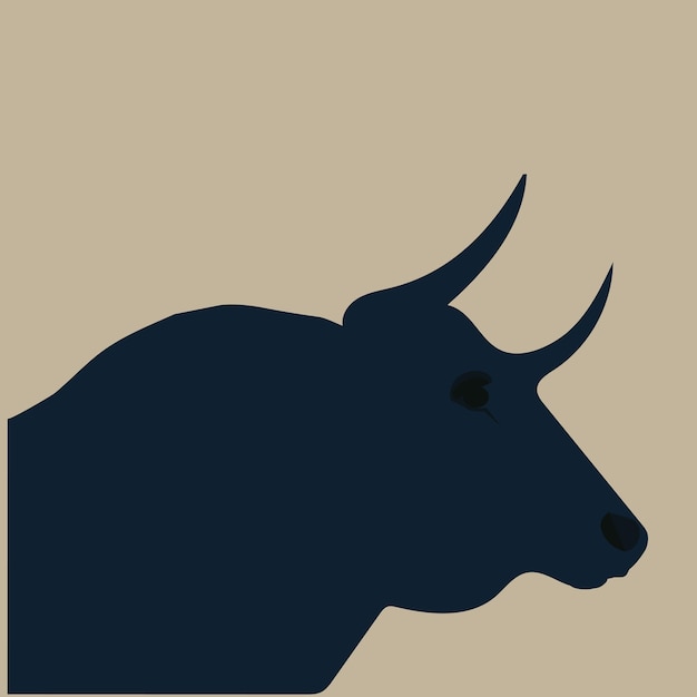 Spanish fighting bull head in silhouette illustration