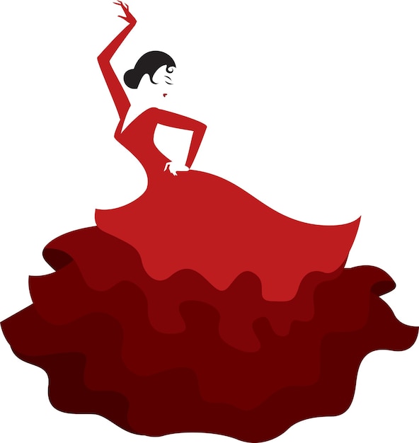 Vector spanish girl dancing flamenco