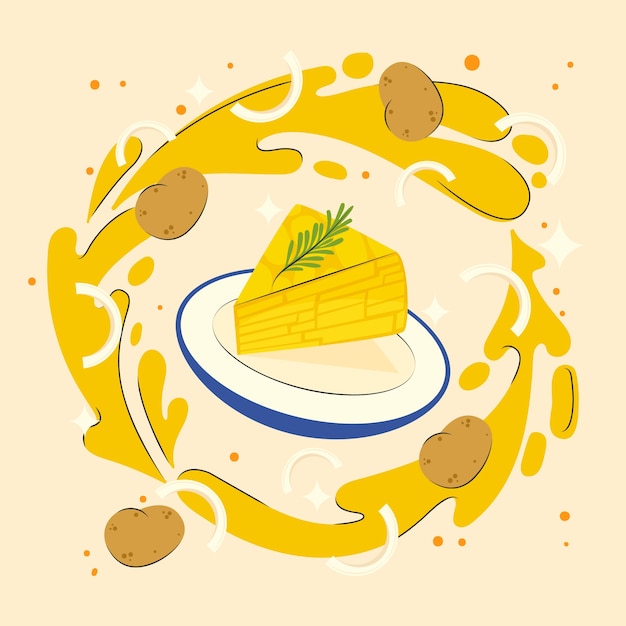 Vector spanish omelette illustration