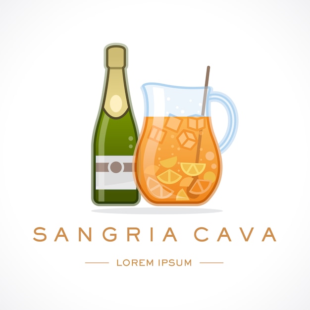 Vector spanje cava sangria-ontwerpsjabloon logo en tekst