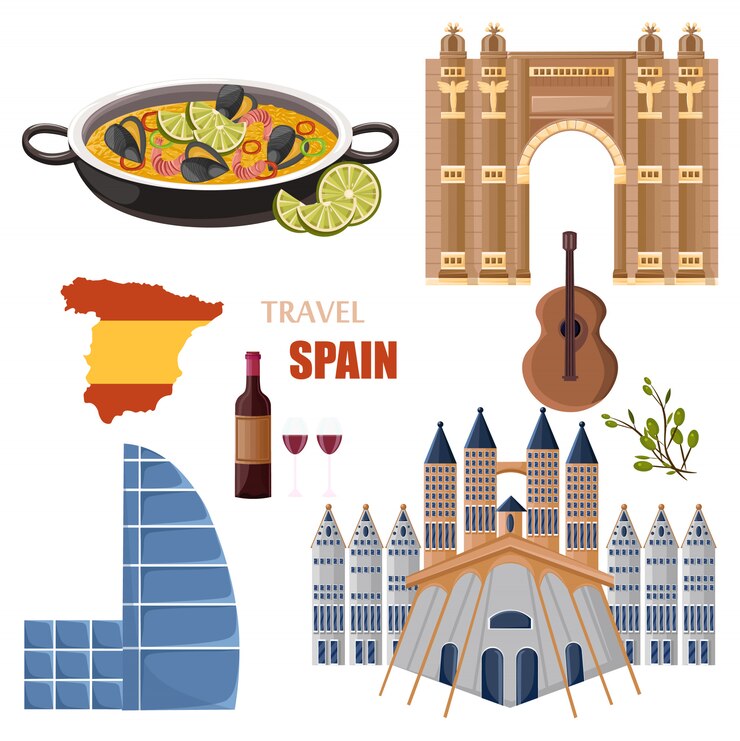 Vector spanje reizen bezienswaardigheden collectie