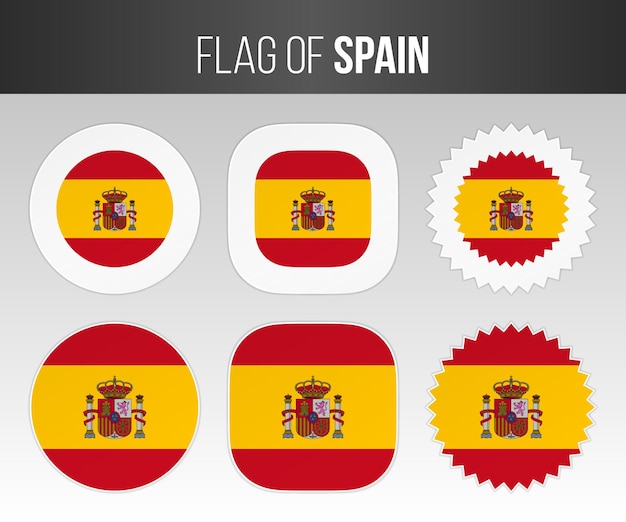 Spanje vlag etiketten badges en stickers illustratie vlaggen van spanje geïsoleerd