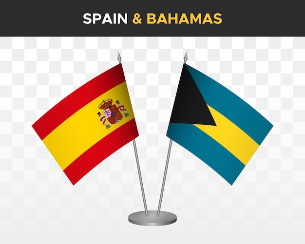 Spanje vs Bahama's Bureau vlaggen mockup geïsoleerde 3d vectorillustratie Bandera de espana