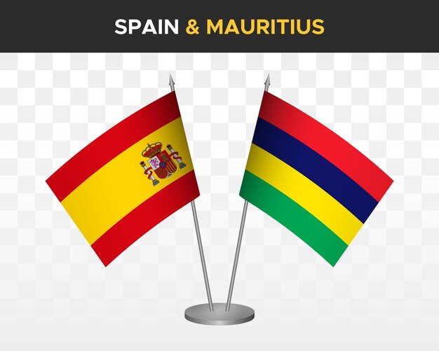 Spanje vs Mauritius Bureau vlaggen mockup geïsoleerde 3d vectorillustratie Bandera de espana