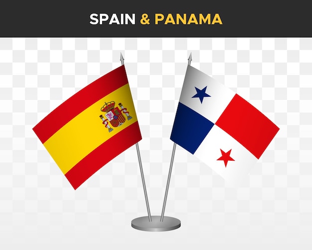 Spanje vs Panama Bureau vlaggen mockup geïsoleerde 3d vectorillustratie Bandera de espana