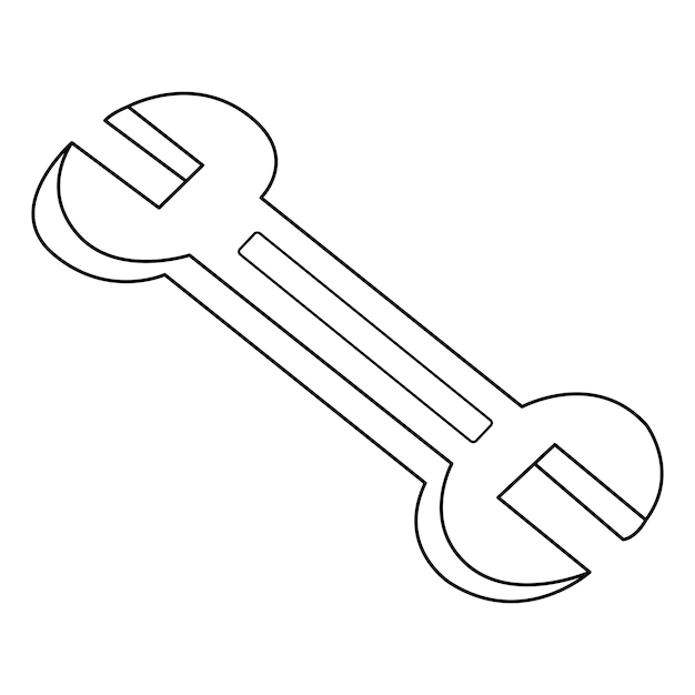 Spanner outline vector on white background