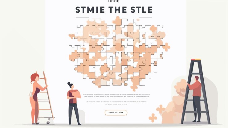 Vector spare time brain training puzzle solving landing page