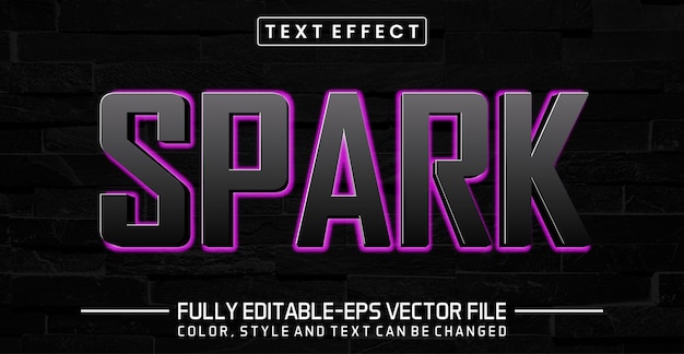 Spark glowing yellow light background text effect editable text effect