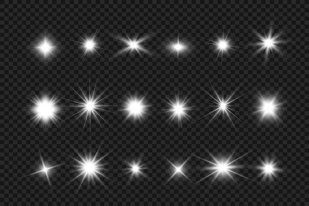 Vector spark of lightthe star flashes brightlyset of glowing effects