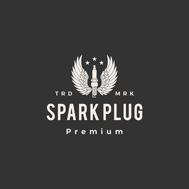 Spark plug wing hipster vintage logo