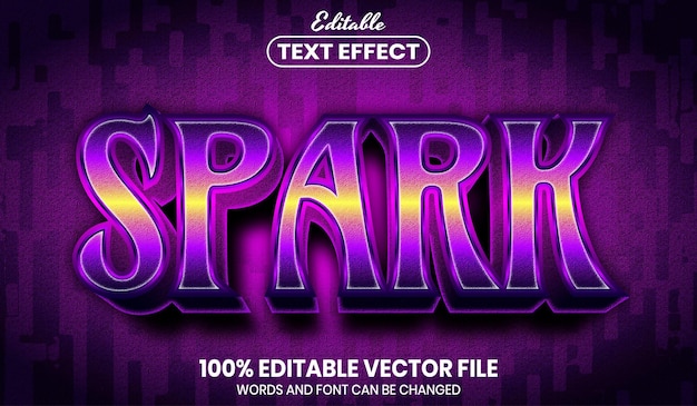 Spark text, font style editable text effect