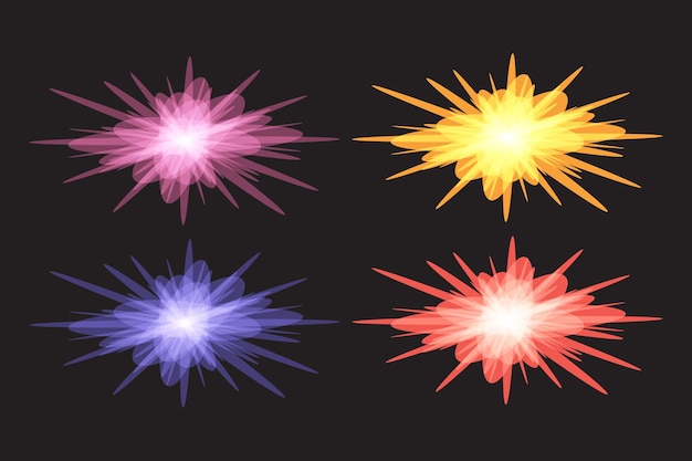 Sparking star burn or blust cluster vector set collection