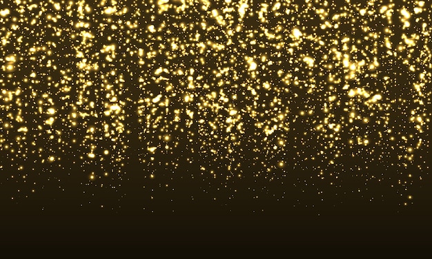 Sparkle achtergrond. gold glitter confetti. abstracte deeltjes. sprankelend goud. illustratie. kleur glitter op zwarte achtergrond. gouden textuur.