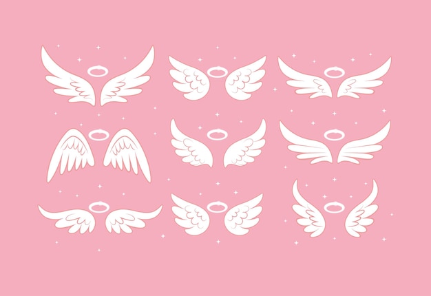 sparkle angel fairy wings with gold nimbus illustration