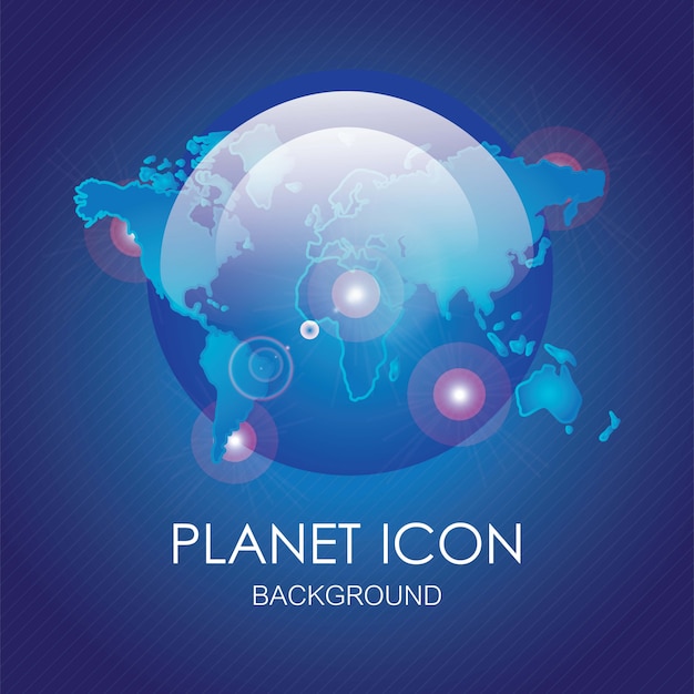 Sparkle blue planet and all continents Vector illustration