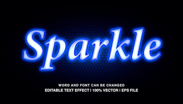 Sparkle editable text effect template blue neon light futuristic typeface