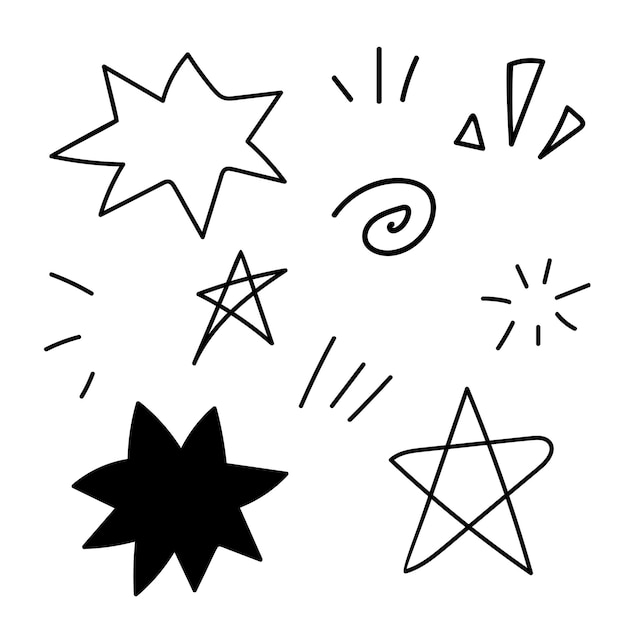 Sparkle en ster met de hand getekend zwart-wit voor element boodschap poster