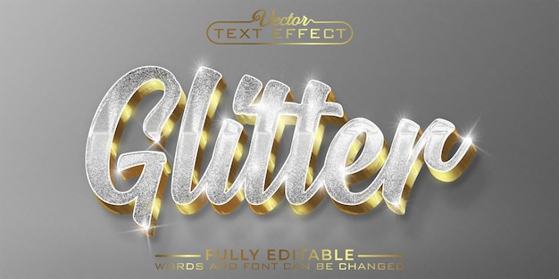 Vector sparkle glitter vector editable text effect template