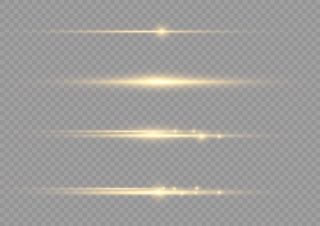 Sparkle gold light line yellow horizontal stripes glow rays of lights xmas flash glares vector