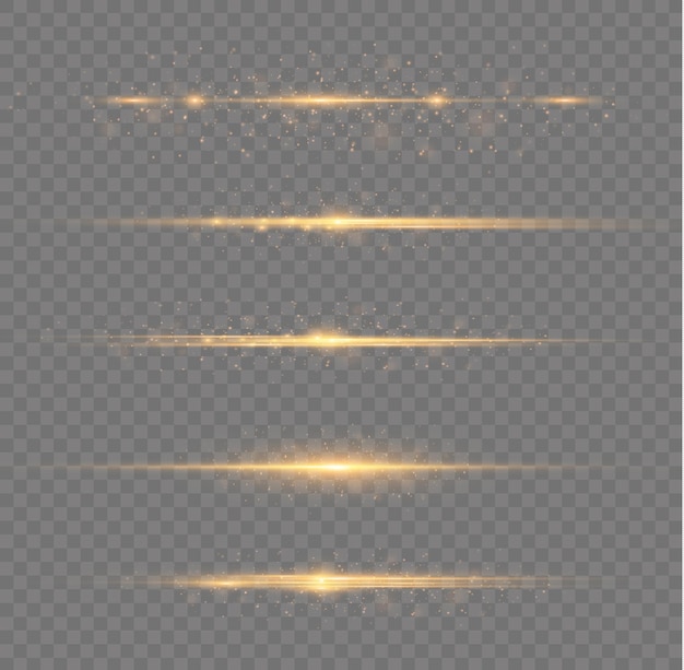 Sparkle gold light line Yellow horizontal stripes Glow rays of lights Xmas flash glares vector