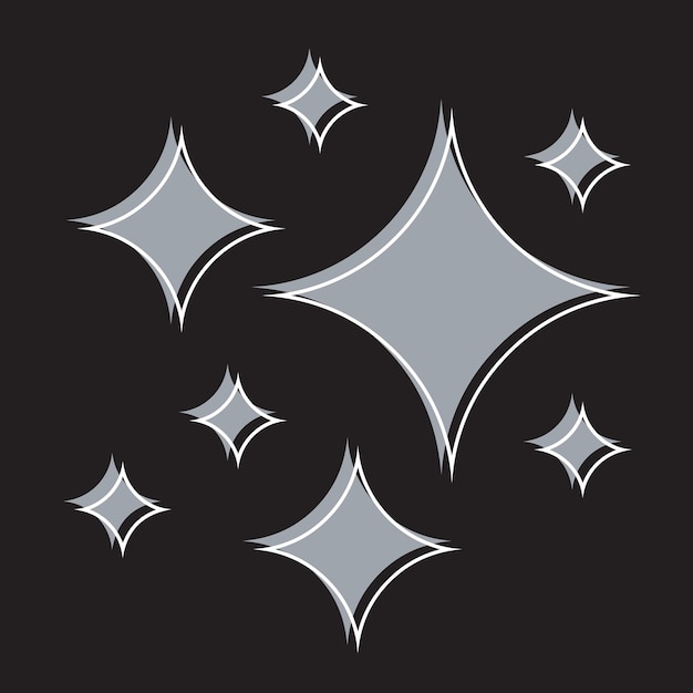 sparkle icon grey light element sparkling stars ornament grey line design vector illustration