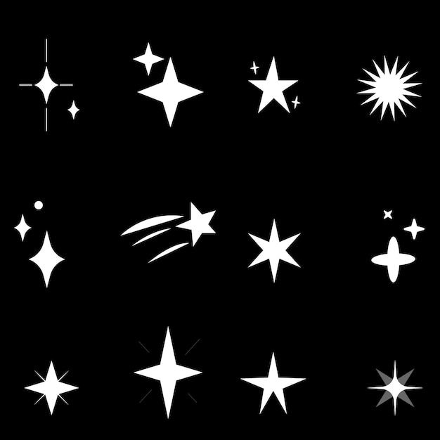 Sparkle Icons set Twinkle sterren collectie Shine sterren iconen Effect glitter glinsterend en
