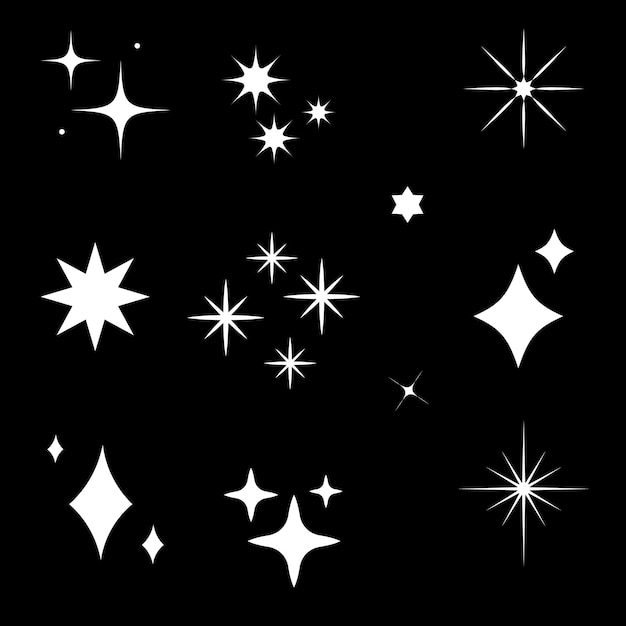 Sparkle Icons set Twinkle sterren collectie Shine sterren iconen Effect glitter glinsterend en