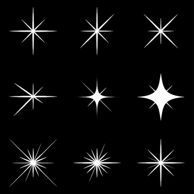 Sparkle lights stars. set of glowing explosion sign. fashes sunburst icon. vector illustration.