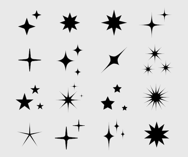 Vector sparkle set twinkle stars collection