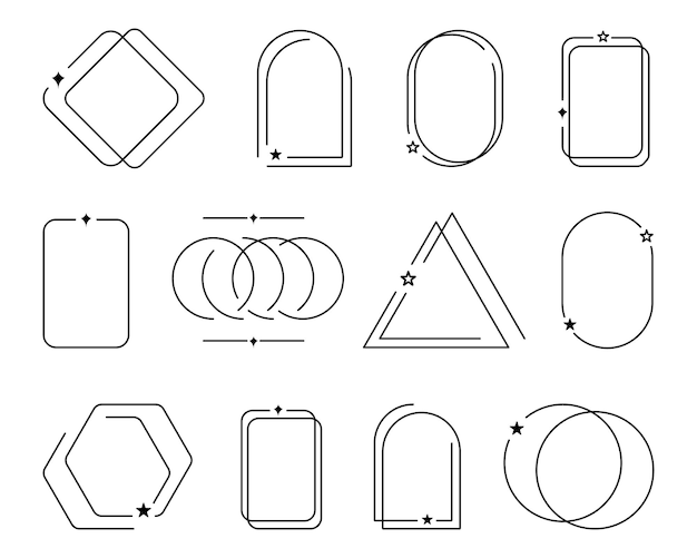 Коллекция икон рамки с блестящими звездами геометрические рамки с блещущими звездами