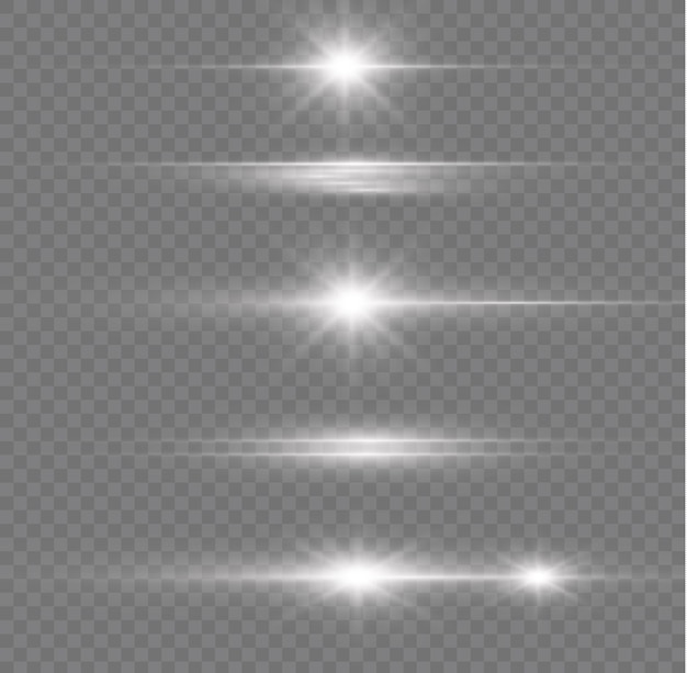 Sparkle white light line horizontal stripes Glow rays of lights Xmas flash glares vector