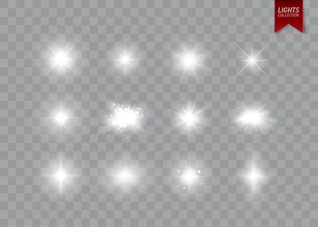 Искры и звезды изолировали светящиеся световые эффекты с искрами и вспышками