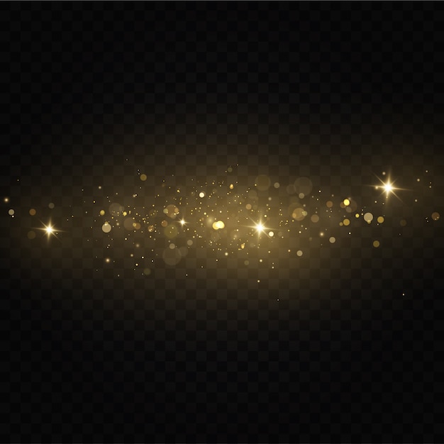 Sparkles on a transparent background. sparkling magical dust particles. dust sparks and golden stars shine with special light.