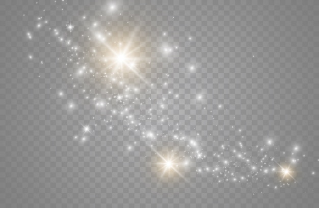 Sparkles on a transparent background. sparkling magical dust particles.