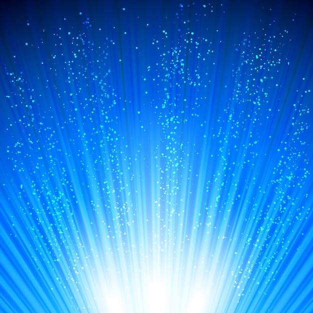 Vector sparkling background with glowing rays and shiny glitter