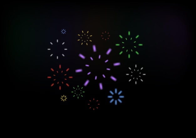 반짝이는 불꽃 놀이 축제 휴일 폭죽 폭발 디자인 벡터를 위해 밤하늘에 폭발