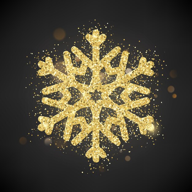 Vector sparkling glitter covered gold snowflake.