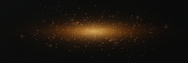 sparkling gold sparkles on a transparent background the effect of glowing light and glare