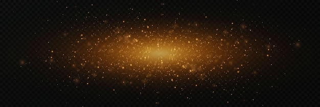 sparkling gold sparkles on a transparent background the effect of glowing light and glare