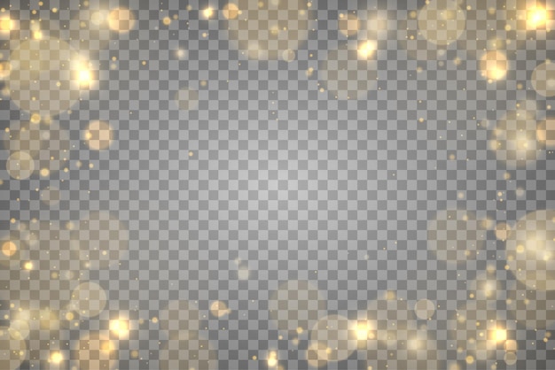 Vector sparkling golden dust particles bokeh christmas sparkl light effect sparkle yellow sparks star