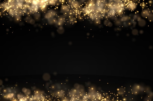 きらめく金色のほこり粒子ボケクリスマススパークルライト効果スパークルイエロースパークスター