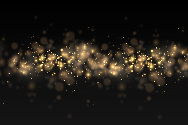 きらめく金色のほこり粒子ボケクリスマススパークルライト効果スパークルイエロースパークスター