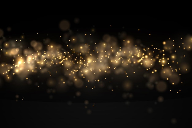 Scintillanti particelle di polvere d'oro bokeh natale scintilla effetto luce scintilla scintille gialle