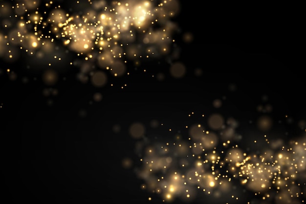 Sparkling golden dust particles bokeh christmas sparkl light effect sparkle yellow sparks star