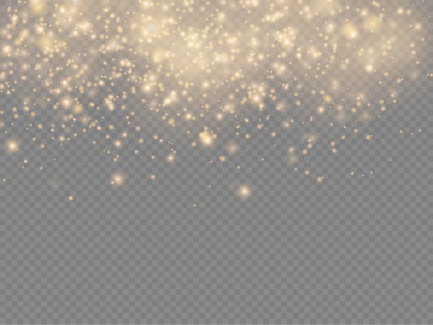 Sparkling golden magic dust particles sparkle shine lights yellow dust sparks and star